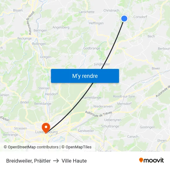 Breidweiler, Präitler to Ville Haute map
