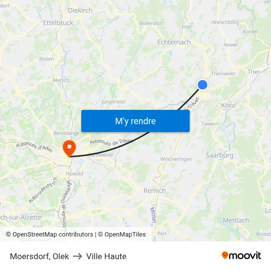 Moersdorf, Olek to Ville Haute map