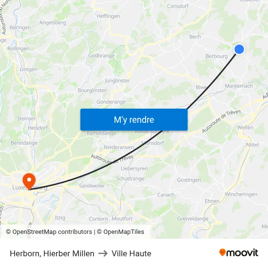 Herborn, Hierber Millen to Ville Haute map