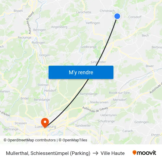 Mullerthal, Schiessentümpel (Parking) to Ville Haute map