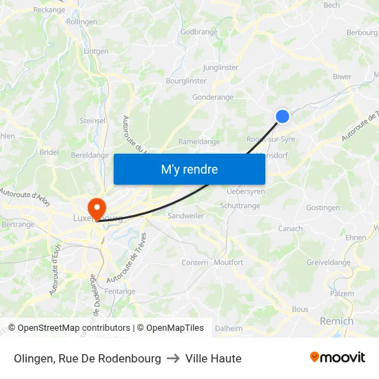 Olingen, Rue De Rodenbourg to Ville Haute map