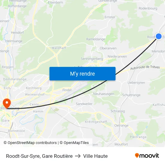 Roodt-Sur-Syre, Gare Routière to Ville Haute map