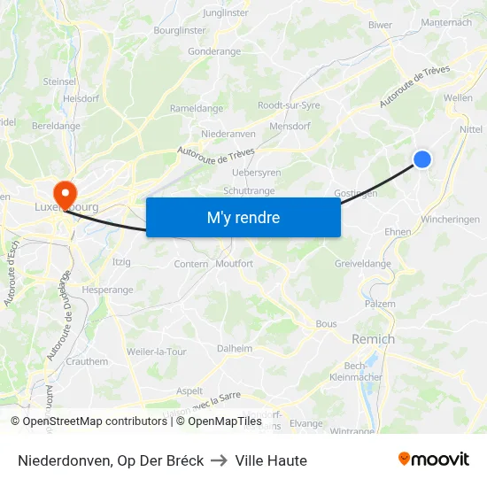 Niederdonven, Op Der Bréck to Ville Haute map