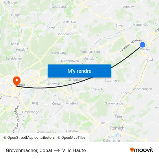 Grevenmacher, Copal to Ville Haute map