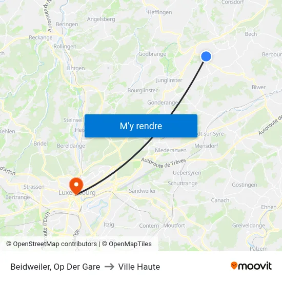 Beidweiler, Op Der Gare to Ville Haute map