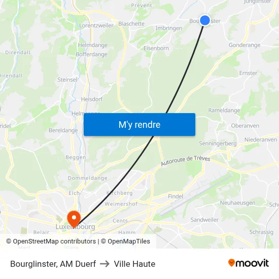 Bourglinster, AM Duerf to Ville Haute map