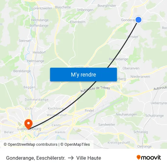 Gonderange, Eeschëlerstr. to Ville Haute map