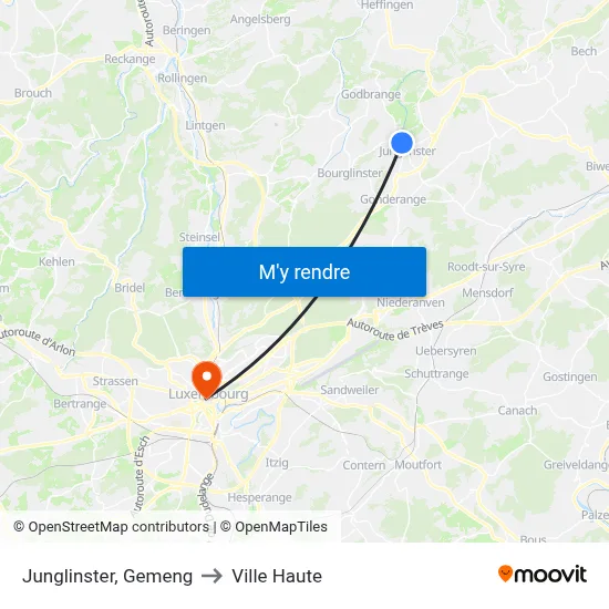 Junglinster, Gemeng to Ville Haute map