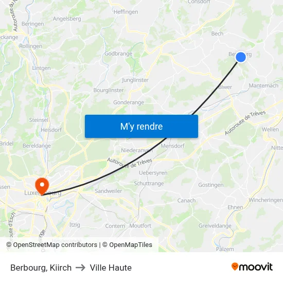 Berbourg, Kiirch to Ville Haute map