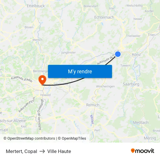 Mertert, Copal to Ville Haute map