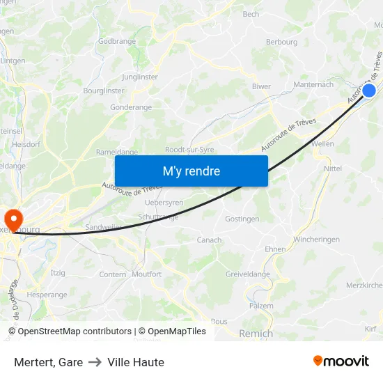 Mertert, Gare to Ville Haute map