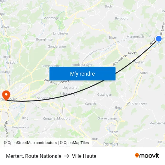 Mertert, Route Nationale to Ville Haute map