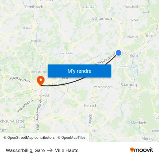 Wasserbillig, Gare to Ville Haute map
