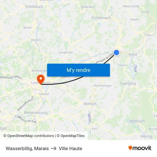 Wasserbillig, Marais to Ville Haute map