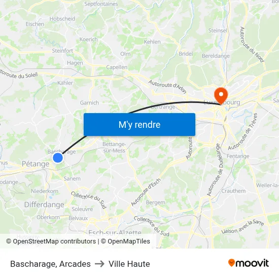 Bascharage, Arcades to Ville Haute map