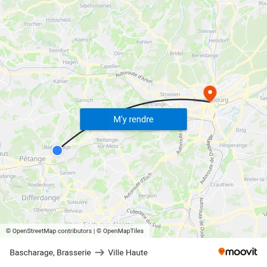 Bascharage, Brasserie to Ville Haute map