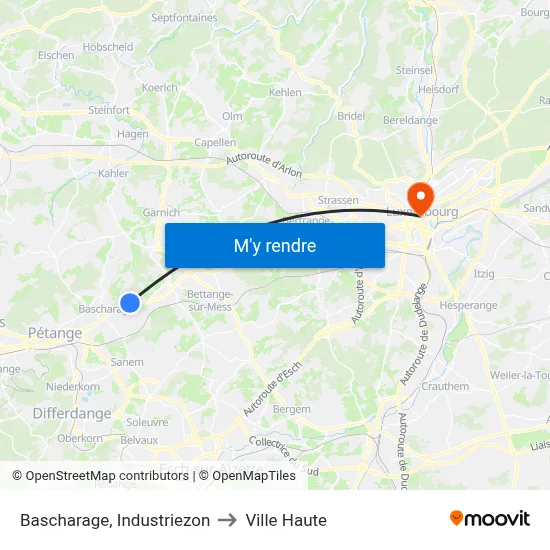 Bascharage, Industriezon to Ville Haute map