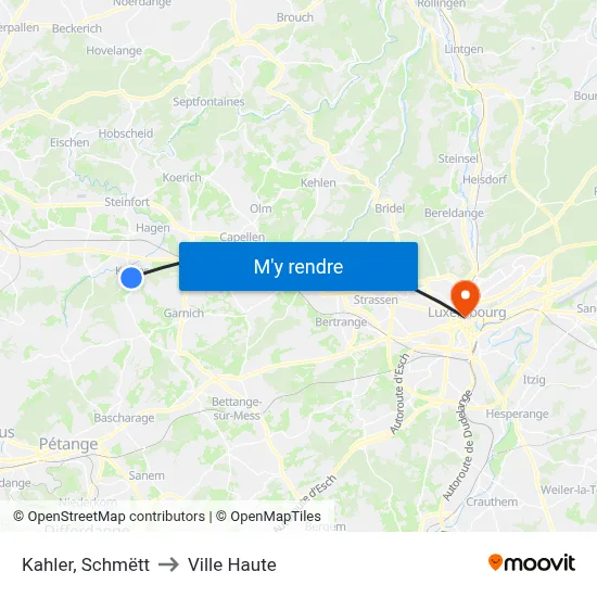 Kahler, Schmëtt to Ville Haute map