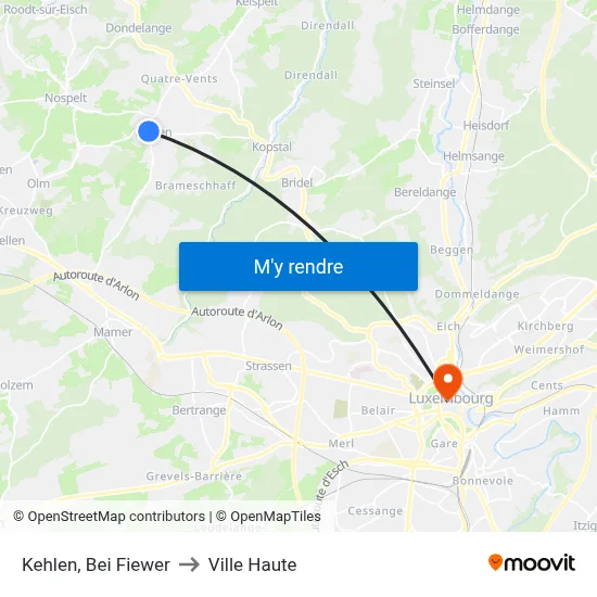 Kehlen, Bei Fiewer to Ville Haute map