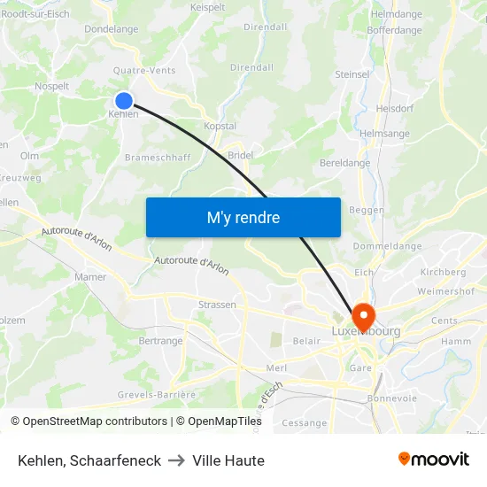 Kehlen, Schaarfeneck to Ville Haute map