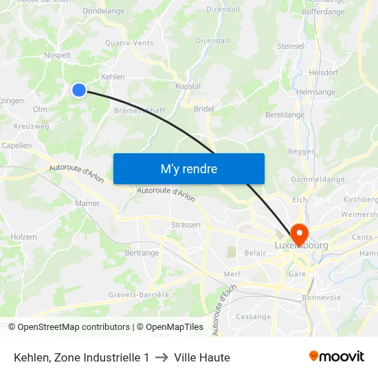 Kehlen, Zone Industrielle 1 to Ville Haute map