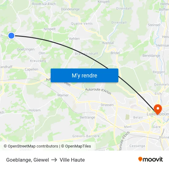 Goeblange, Giewel to Ville Haute map