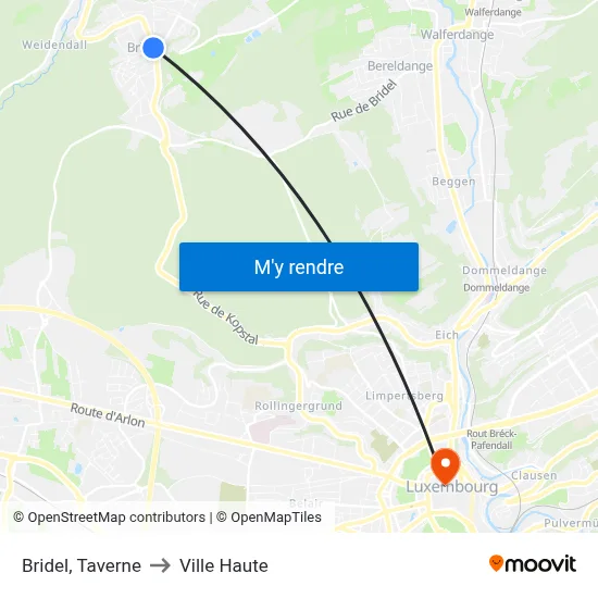 Bridel, Taverne to Ville Haute map