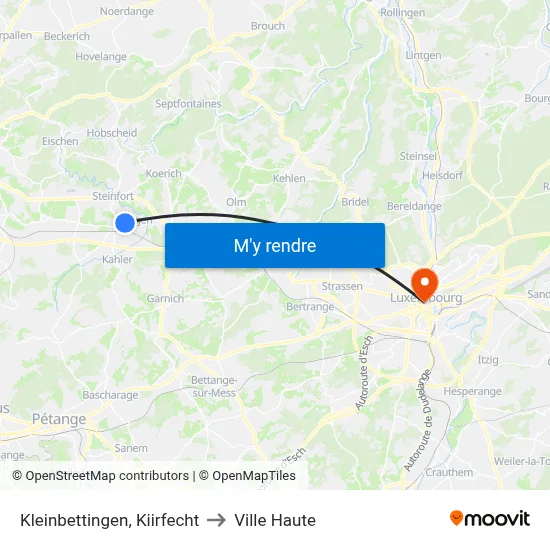 Kleinbettingen, Kiirfecht to Ville Haute map