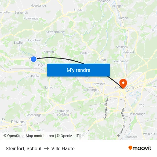 Steinfort, Schoul to Ville Haute map