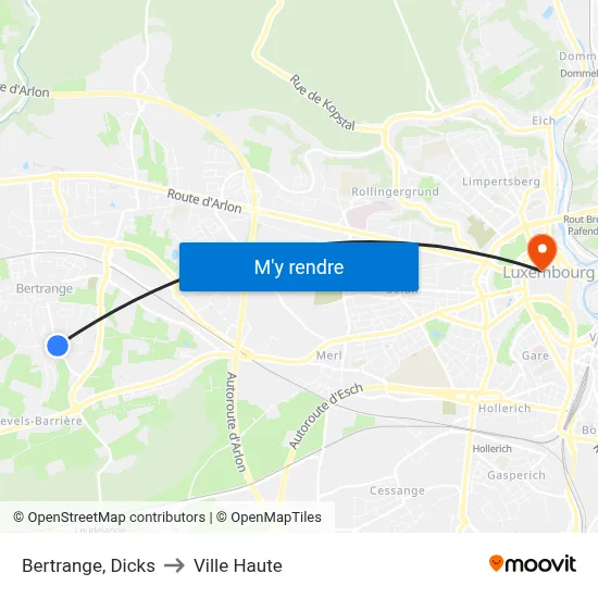 Bertrange, Dicks to Ville Haute map