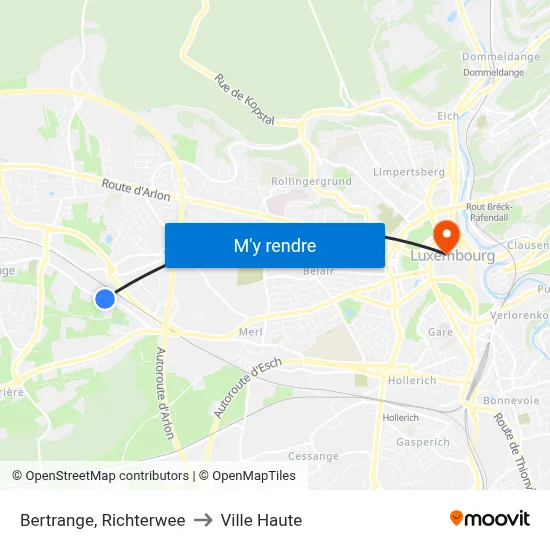 Bertrange, Richterwee to Ville Haute map