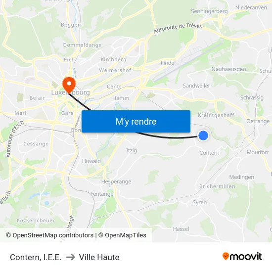 Contern, I.E.E. to Ville Haute map