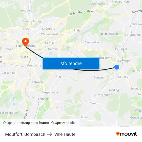 Moutfort, Bombasch to Ville Haute map