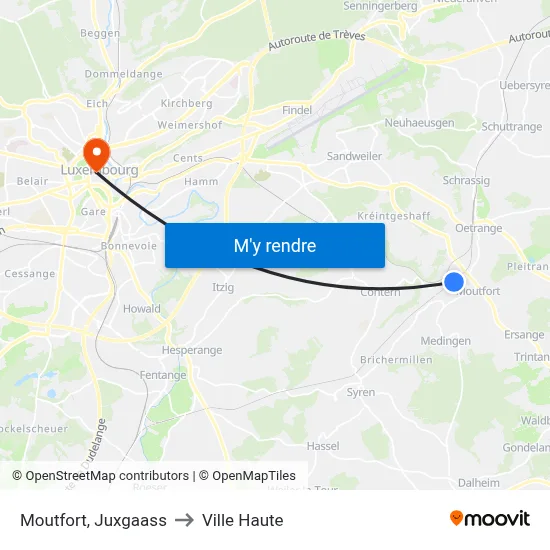 Moutfort, Juxgaass to Ville Haute map