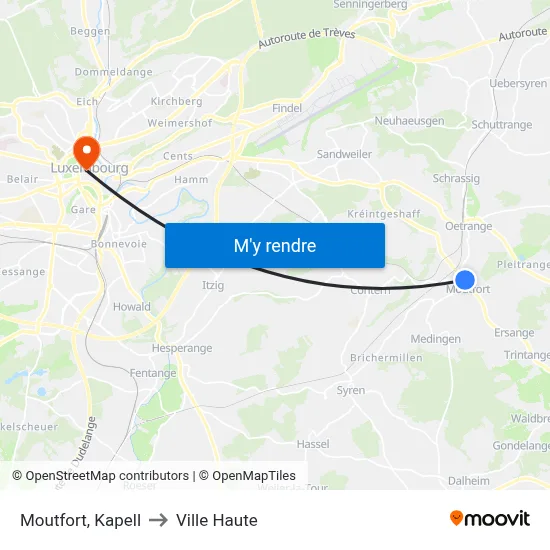 Moutfort, Kapell to Ville Haute map