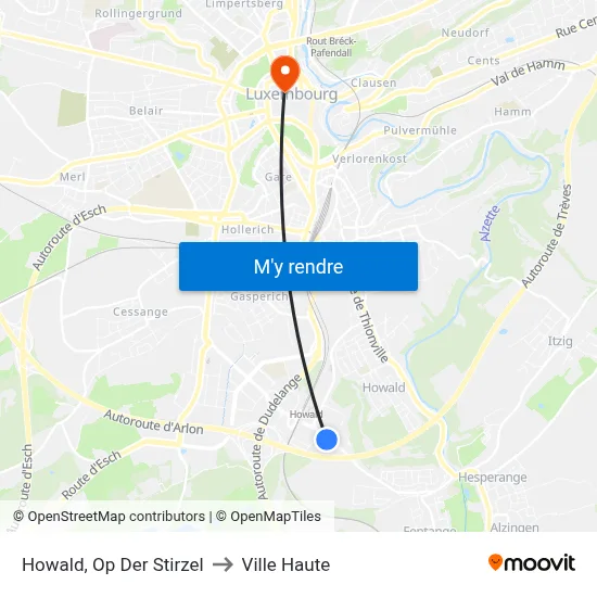Howald, Op Der Stirzel to Ville Haute map