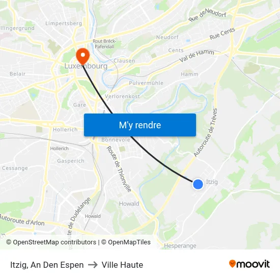 Itzig, An Den Espen to Ville Haute map