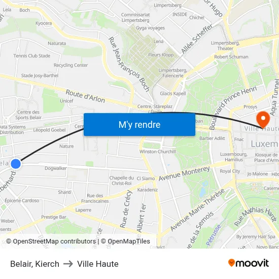Belair, Kierch to Ville Haute map
