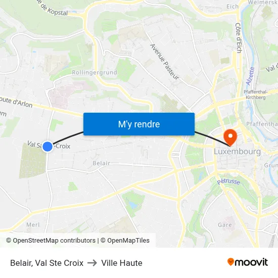 Belair, Val Ste Croix to Ville Haute map