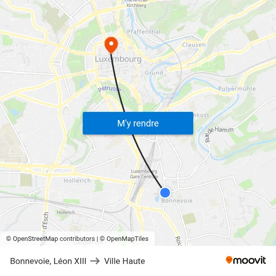 Bonnevoie, Léon XIII to Ville Haute map