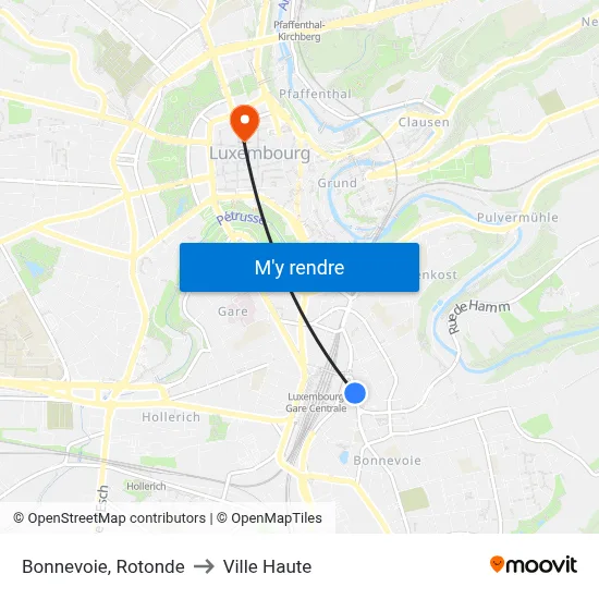 Bonnevoie, Rotonde to Ville Haute map
