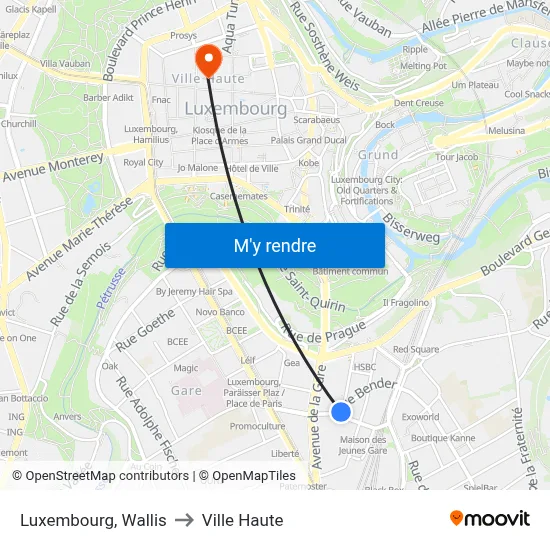 Luxembourg, Wallis to Ville Haute map