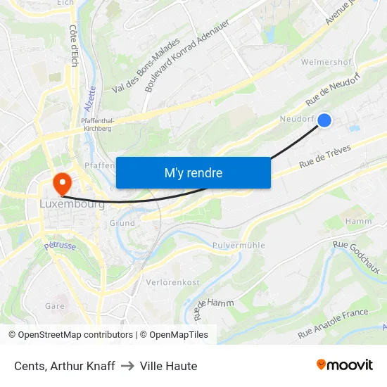 Cents, Arthur Knaff to Ville Haute map