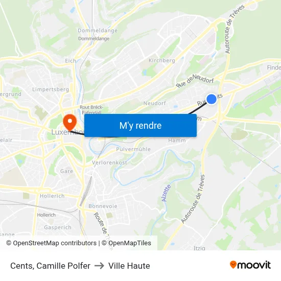 Cents, Camille Polfer to Ville Haute map