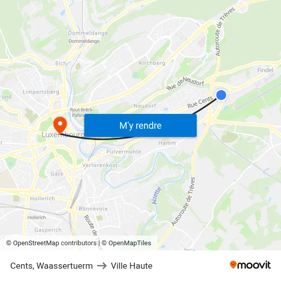 Cents, Waassertuerm to Ville Haute map