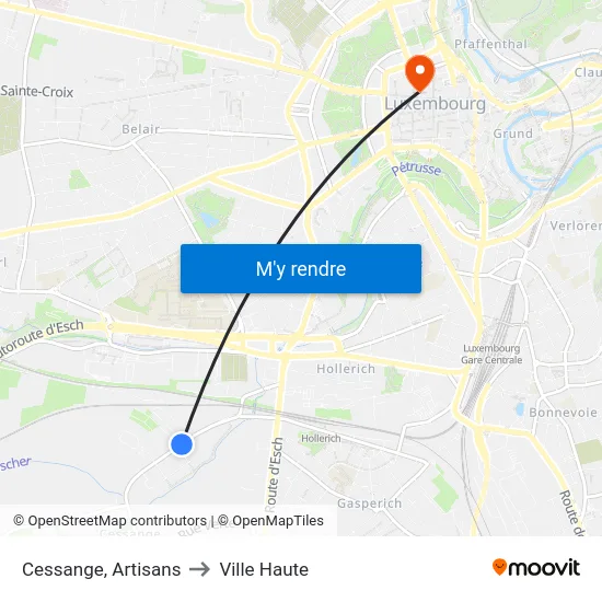 Cessange, Artisans to Ville Haute map
