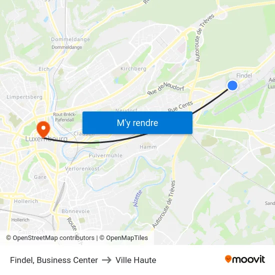 Findel, Business Center to Ville Haute map