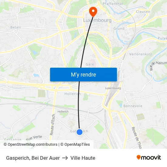 Gasperich, Bei Der Auer to Ville Haute map