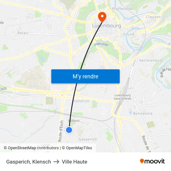 Gasperich, Klensch to Ville Haute map