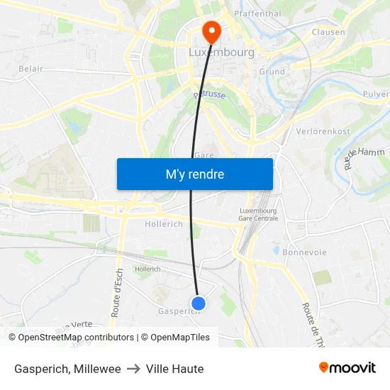 Gasperich, Millewee to Ville Haute map